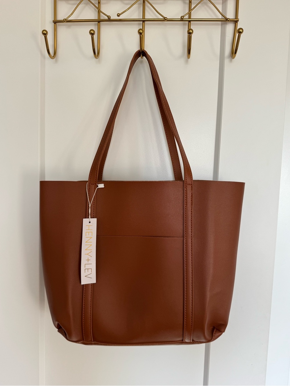 Henny+Lev Chestnut Faux-Leather Tote
